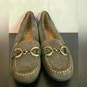 Natural Soul Shoes Womens 8 M Wendi Loafers Slip‎ On Flats Beige Leather Casua